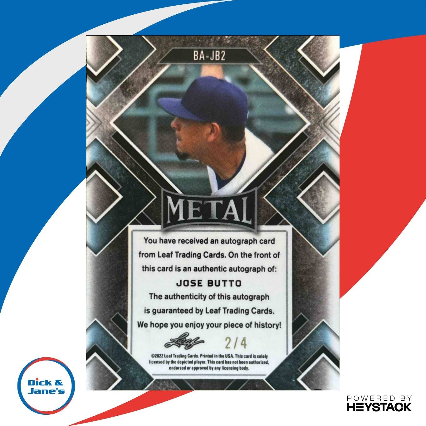 2022 Leaf Metal Jose Butto Tiger Wave /4 #BA-JB2 Auto - Sports Cards