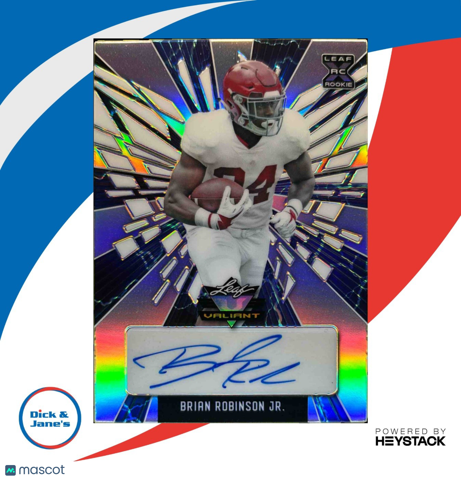 2022 Leaf Valiant Brian Robinson Jr. Lightning /4 RC Auto Alabama Crimson Tide - Sports Cards