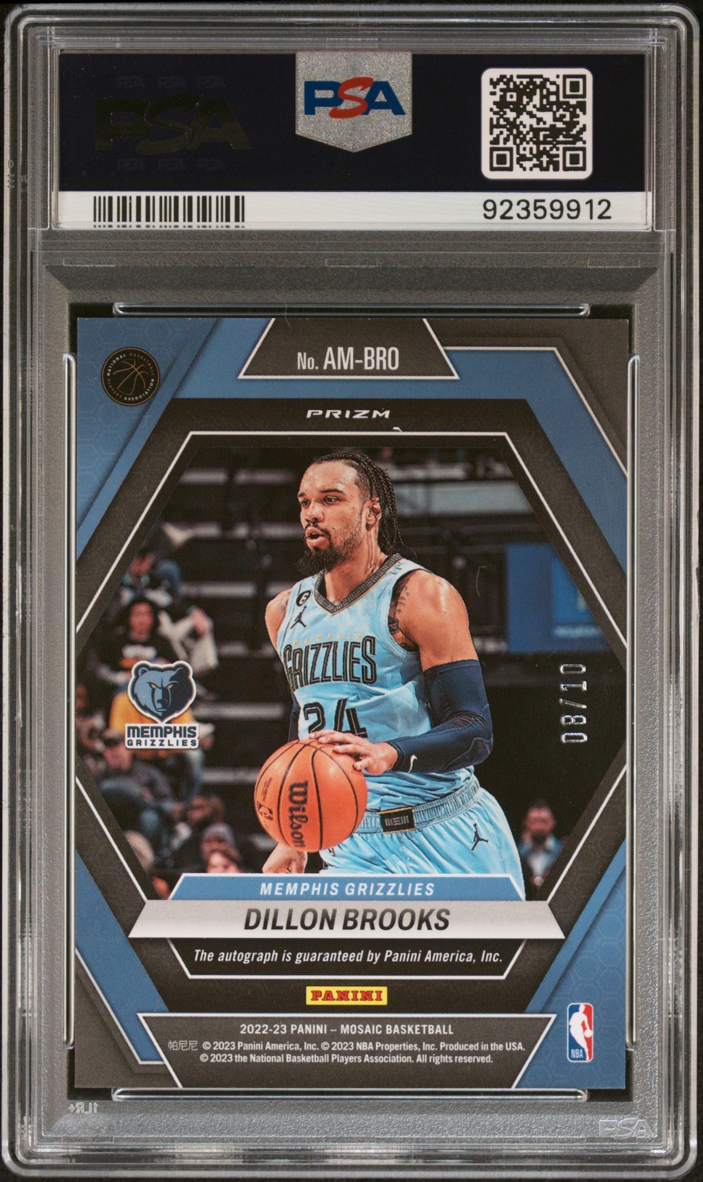 2022 Mosaic Autographs Mosaic Dillon Brooks Gold 08/10 PSA 10 Memphis Grizzlies - Graded Sports Cards