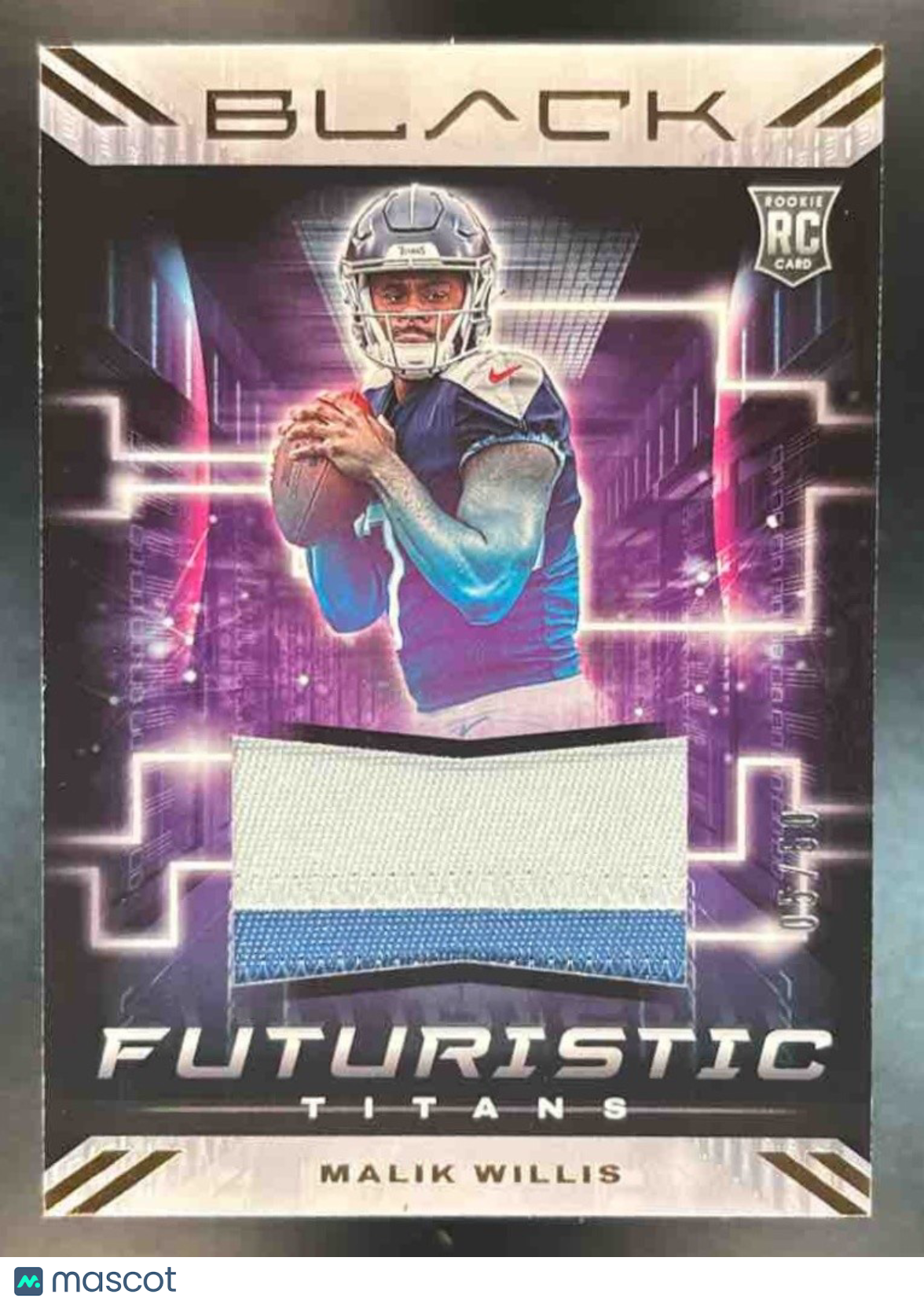 2022 Panini Black Malik Willis Futuristic /50 #FUT-MWI MEM RC Tennessee Titans - Sports Cards