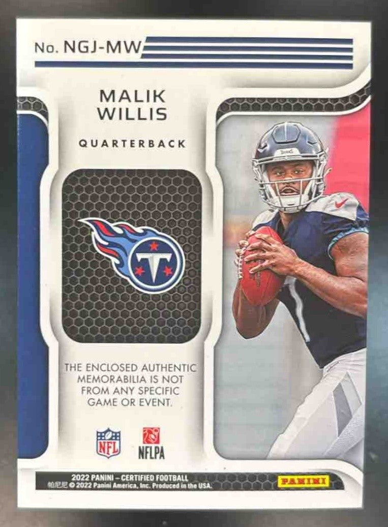 2022 Panini Certified Malik Willis New Generation Jerseys /25 MEM RC Titans - Sports Cards