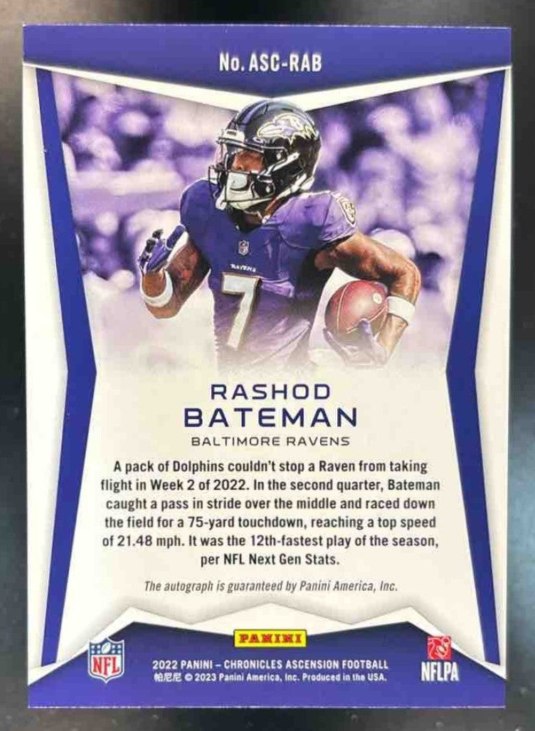 2022 Panini Chronicles Rashod Bateman Ascension Auto Baltimore Ravens - Sports Cards