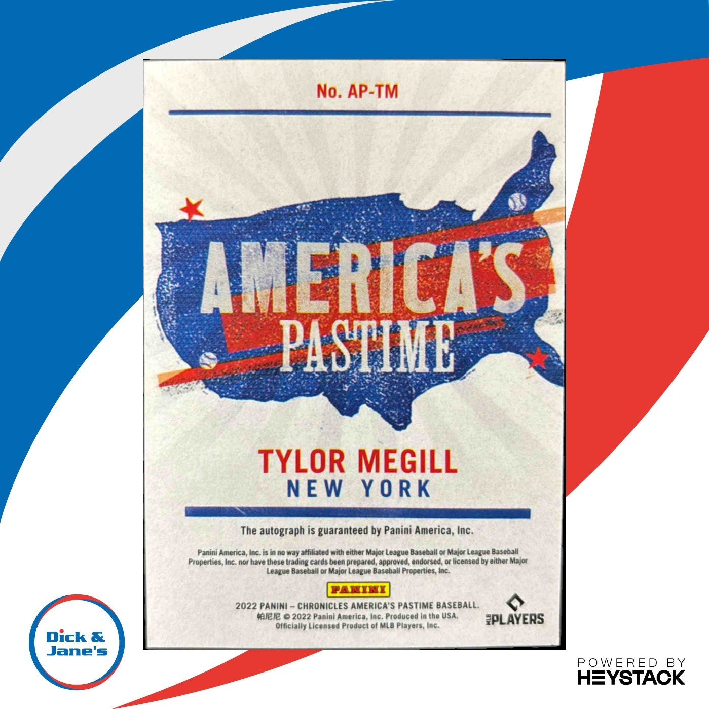 2022 Panini Chronicles Tylor Megill America’s Pastime Auto 10/99 Mets Rookie - Sports Cards