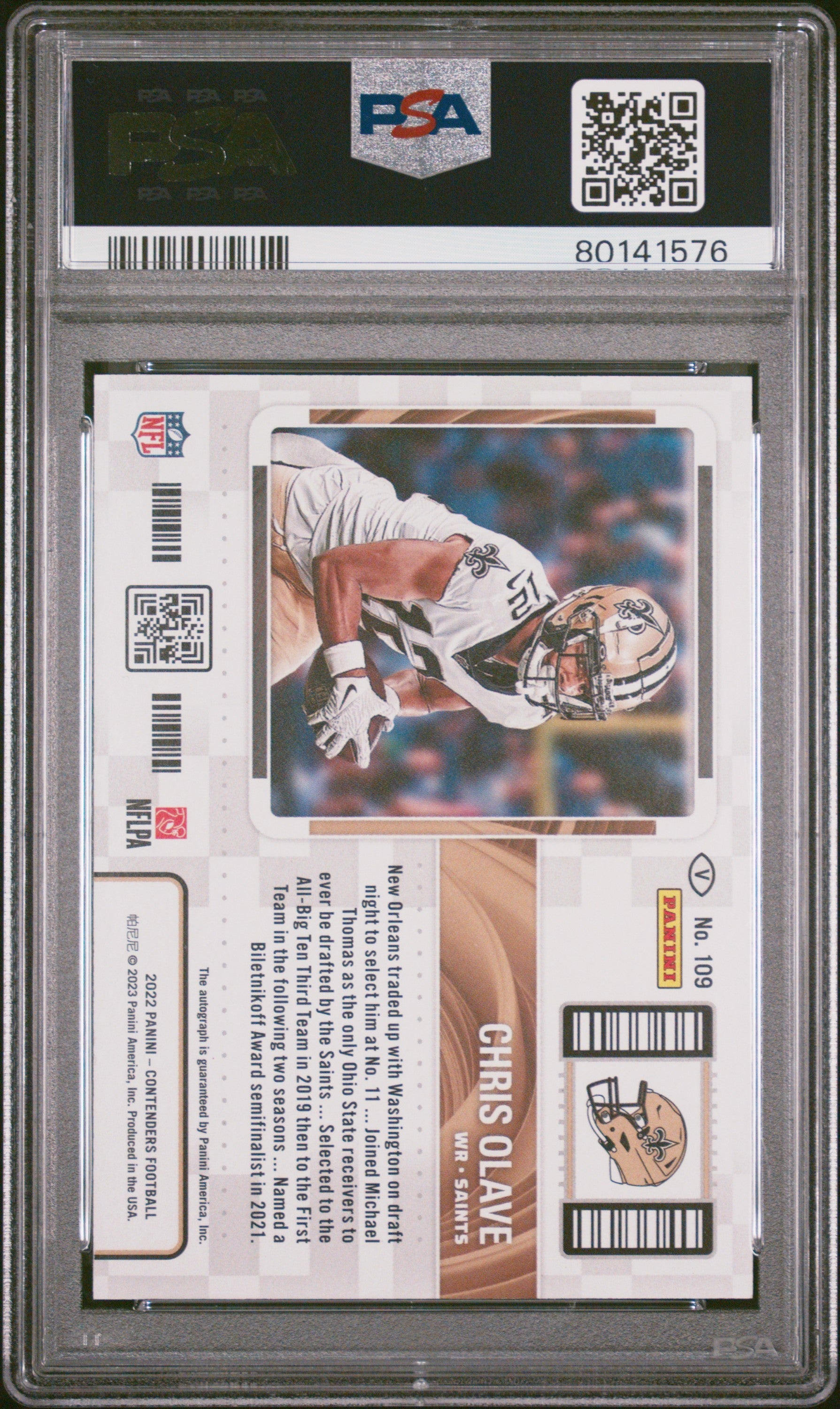 2022 Panini Contenders Chris Olave Variation Autograph Rookie #109 PSA 10 - Graded Sports Cards