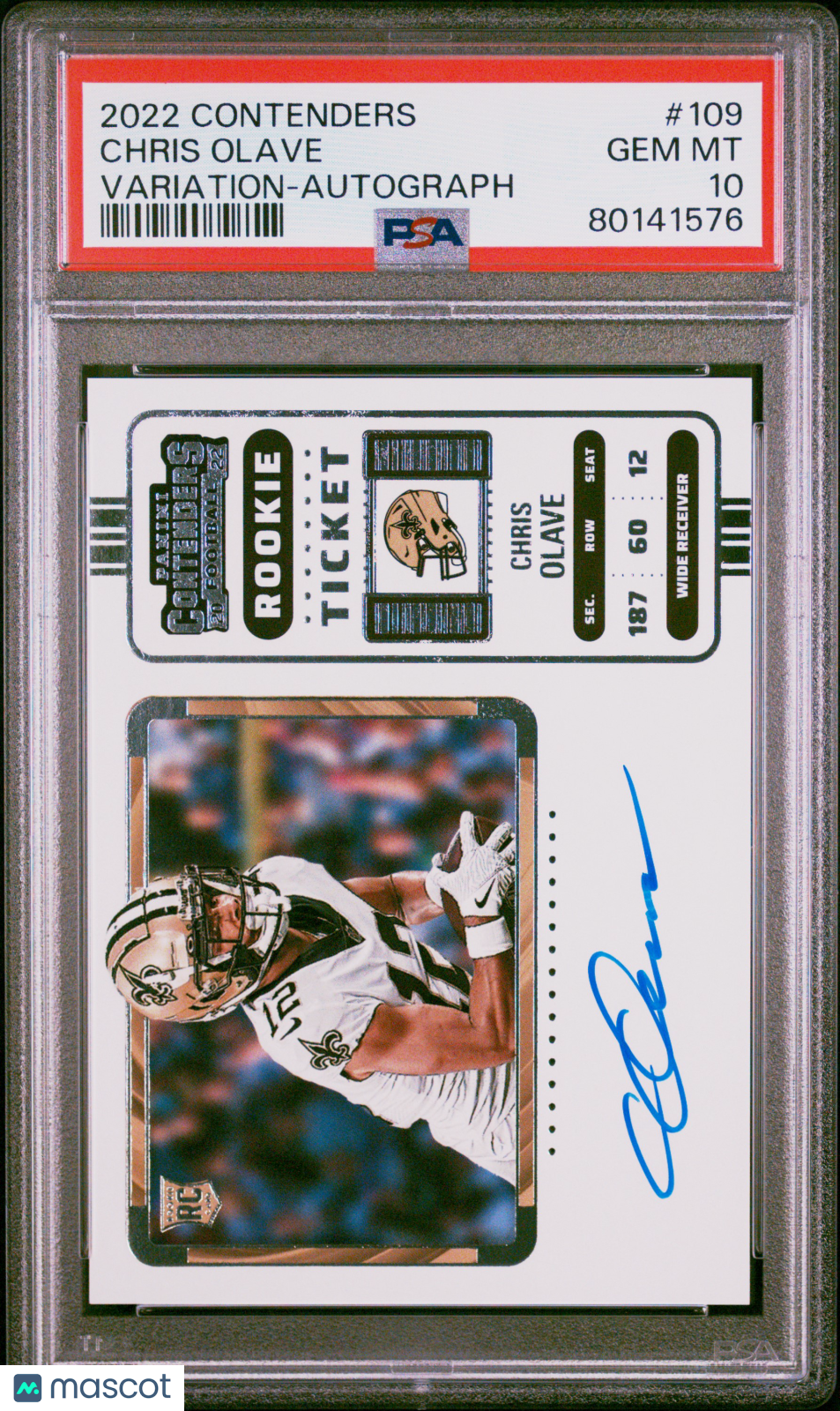 2022 Panini Contenders Chris Olave Variation Autograph Rookie #109 PSA 10 - Graded Sports Cards