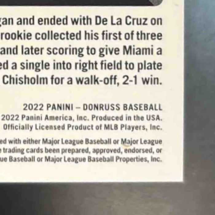 2022 Panini Donruss Bryan De La Cruz Season Stat Line /296 #53 RC Miami Marlins - Sports Cards