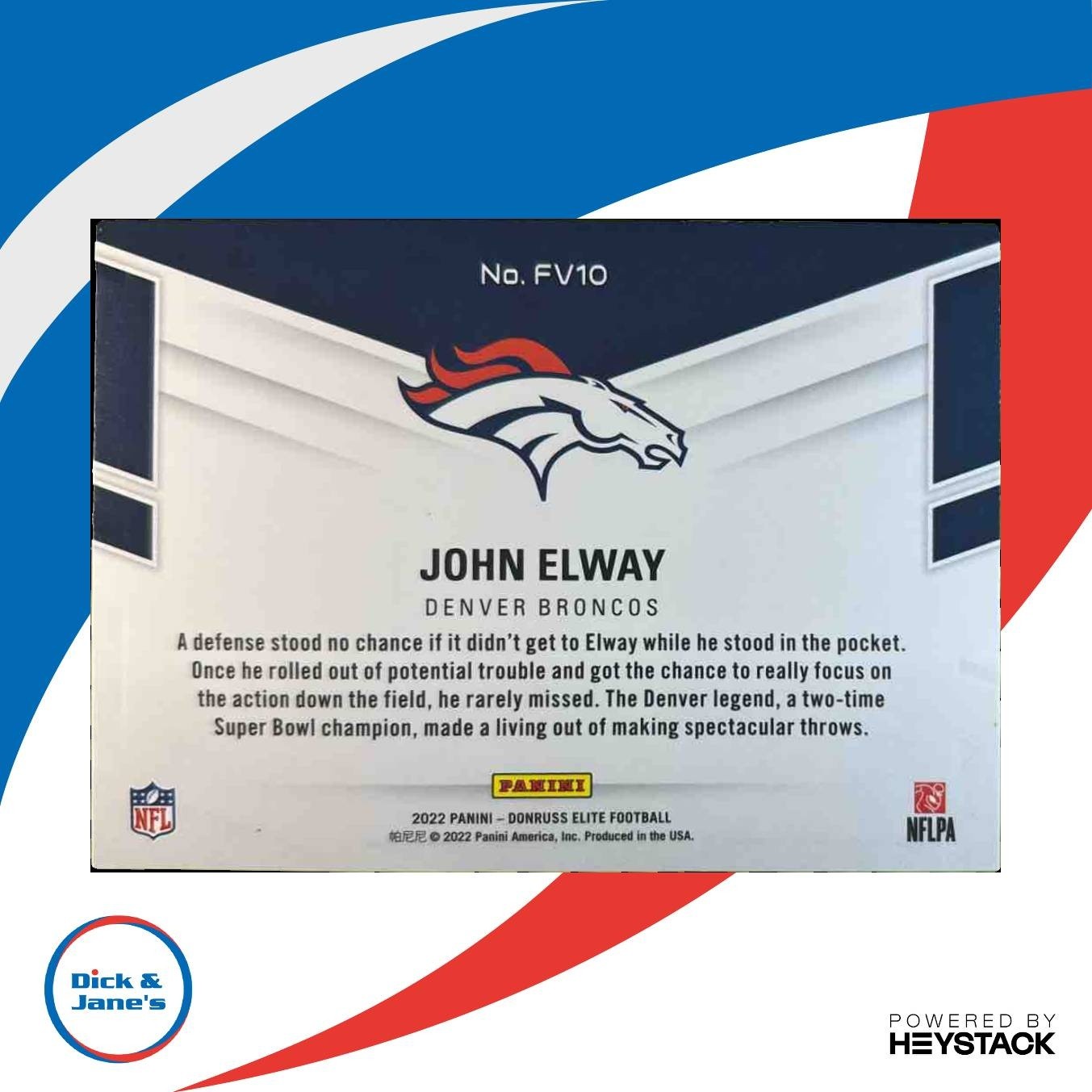2022 Panini Donruss Elite John Elway Field Vision Green #FV10 Denver Broncos - Sports Cards
