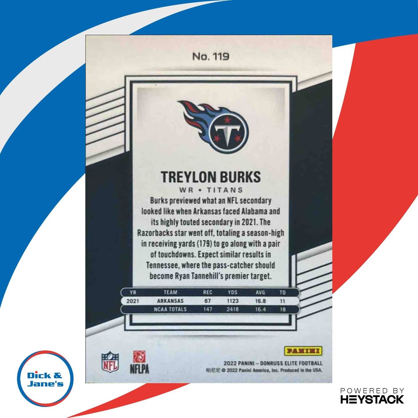 2022 Panini Donruss Elite Treylon Burks Status Explosion 347/499 #119 RC Titans - Sports Cards