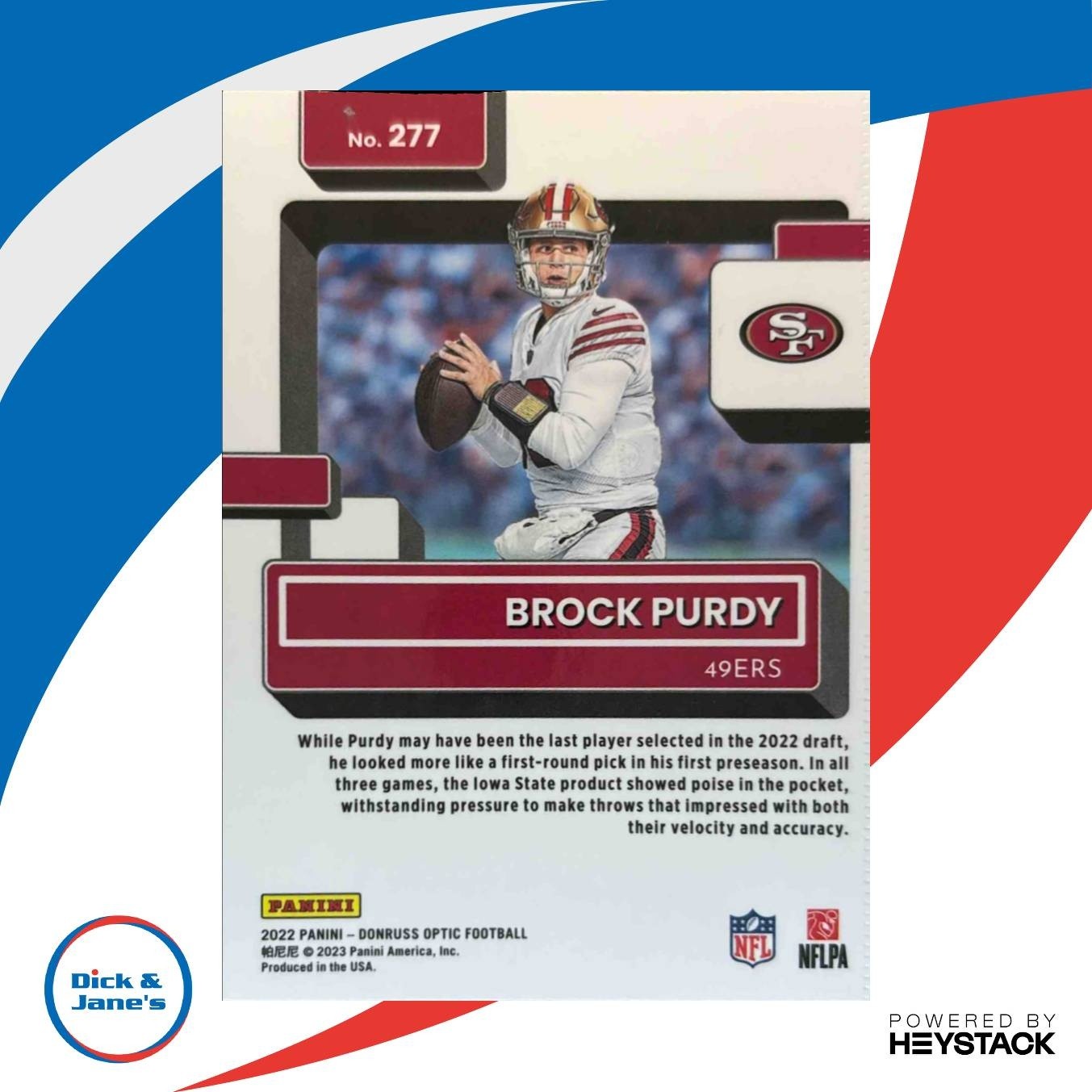 2022 Panini Donruss Optic Brock Purdy #277 RC Rated Rookie San Francisco 49ers - Sports Cards