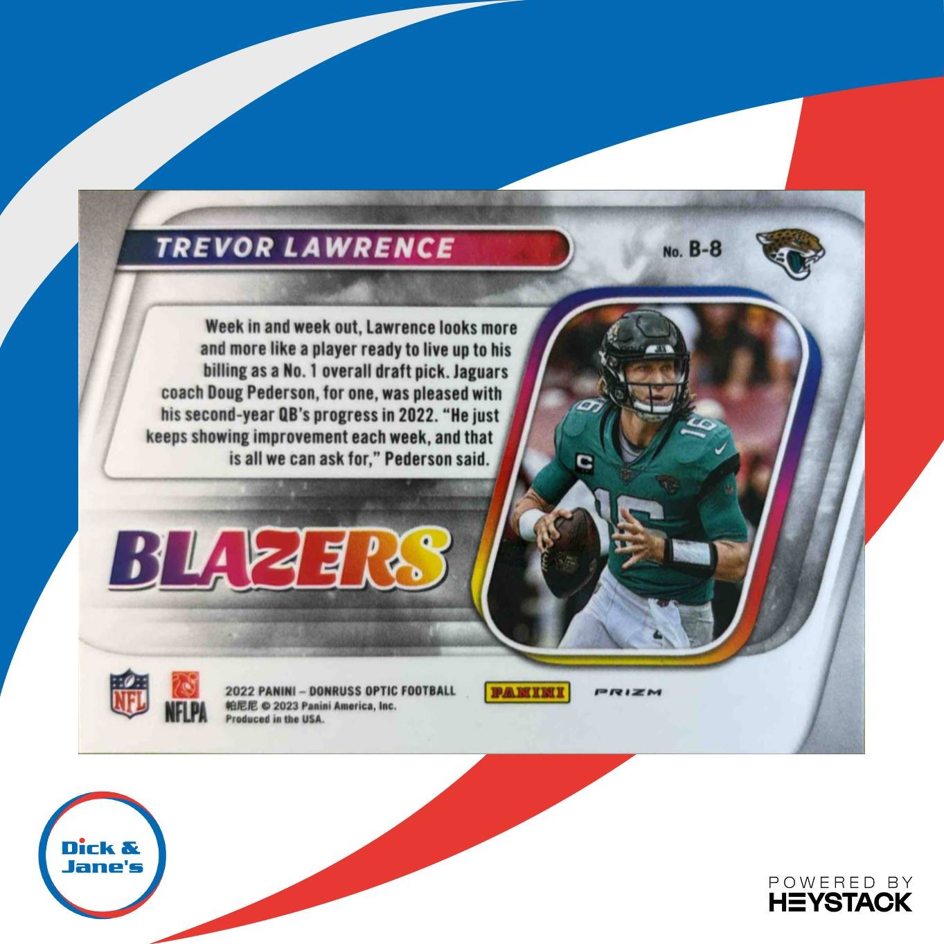 2022 Panini Donruss Optic Trevor Lawrence Blazers #B-8 Jacksonville Jaguars - Sports Cards