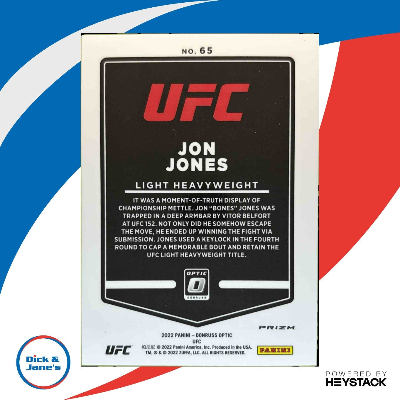 2022 Panini Donruss Optic UFC Jon Jones Purple Prizm #65 - Sports Cards