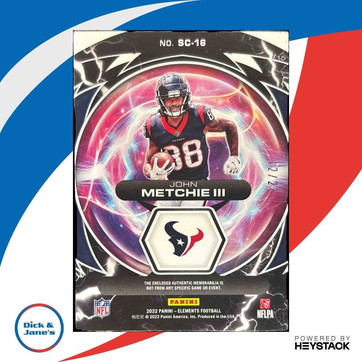 2022 Panini Elements John Metchie III Supercharged Cobalt /27 MEM RC Texans - Sports Cards