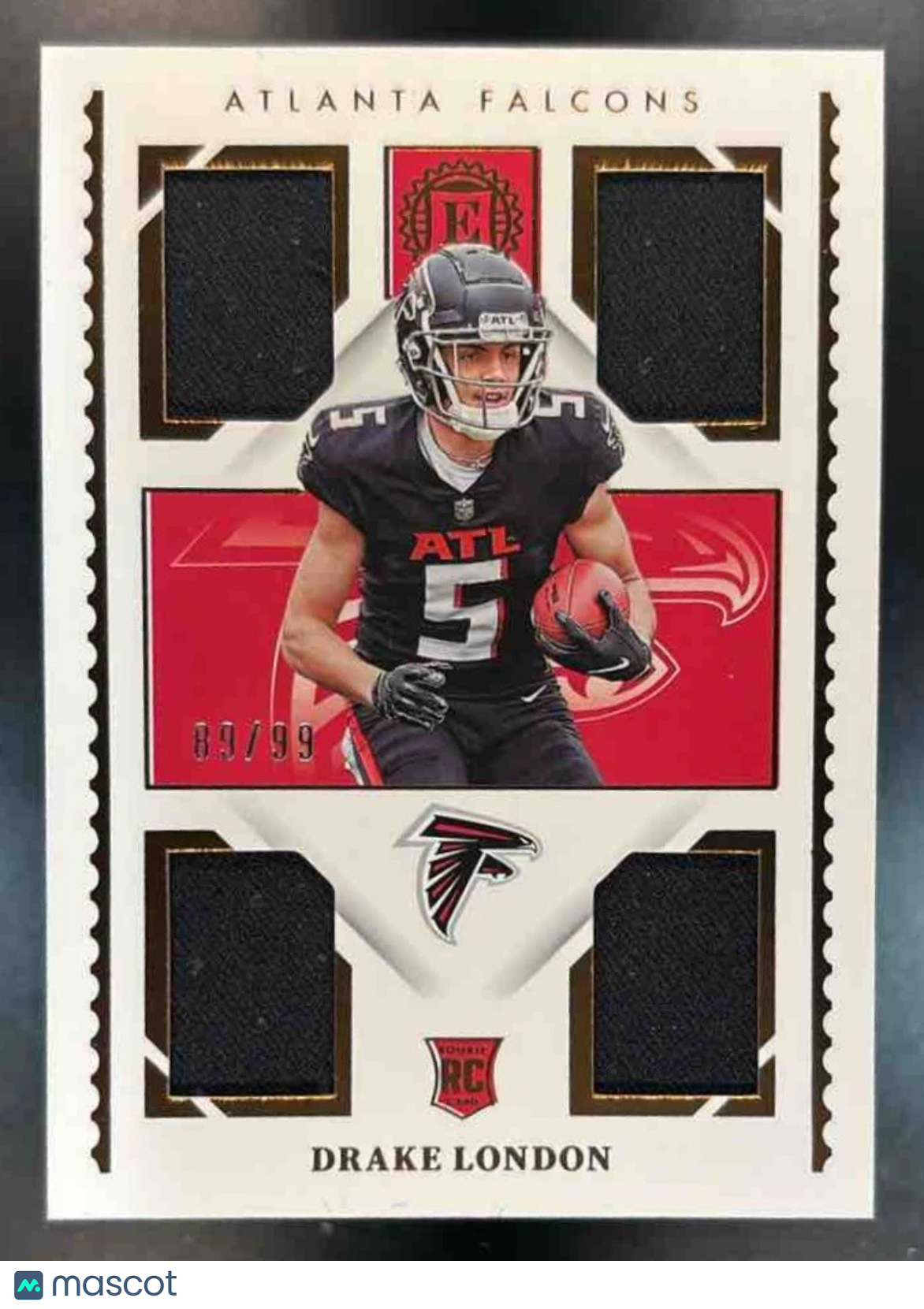 2022 Panini Encased Drake London Rookie Quad Memorabilia /99 RC Atlanta Falcons - Sports Cards