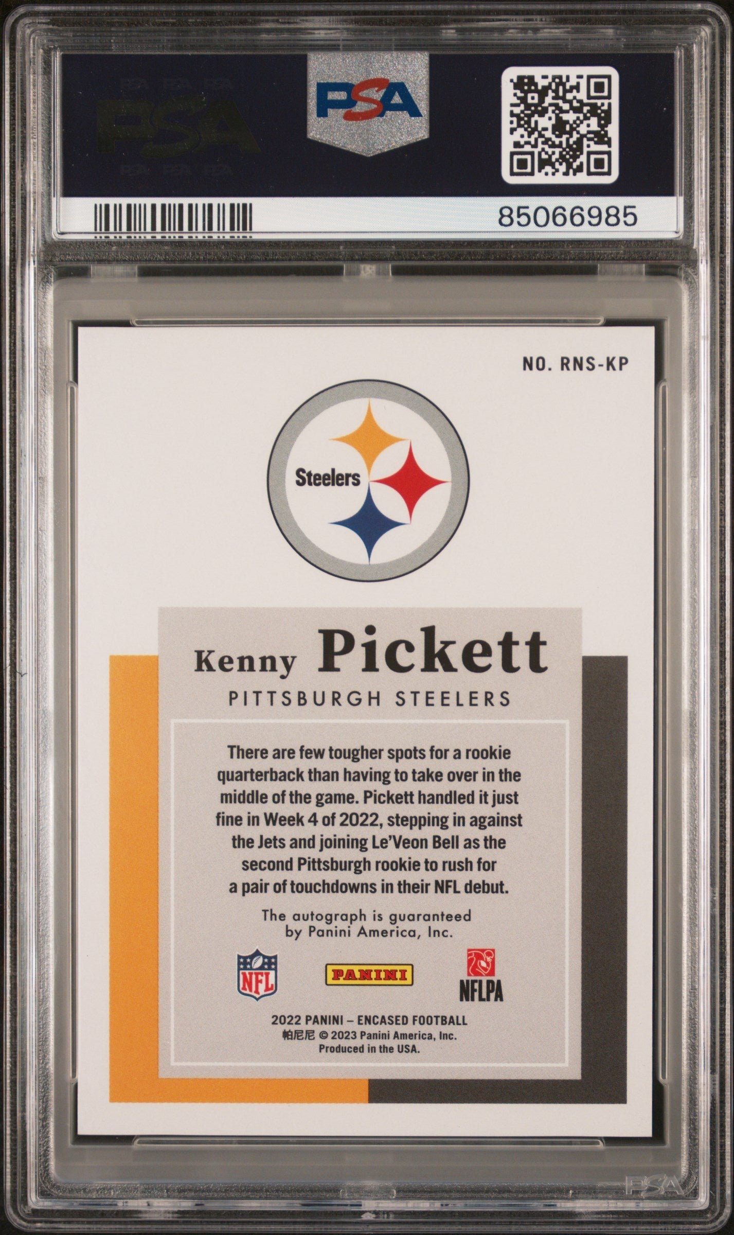 2022 Panini Encased Rookie Notable Signatures Kenny Pickett PSA 10 POP 1 GEM - Graded Sports Cards