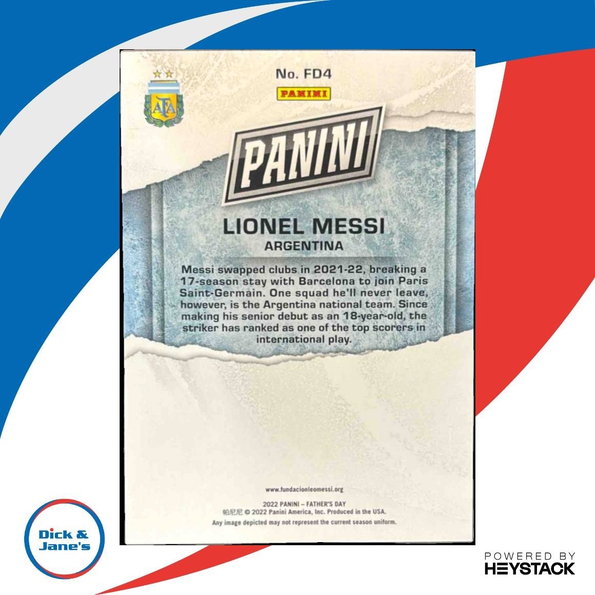 2022 Panini Father’s Day Lionel Messi #FD4 - Sports Cards