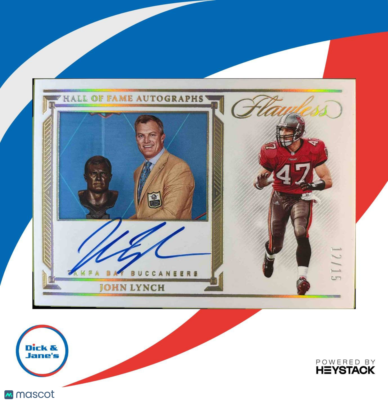 2022 Panini Flawless John Lynch Hall of Fame Auto 12/15 #HOF JL Tampa Bay Sports Cards