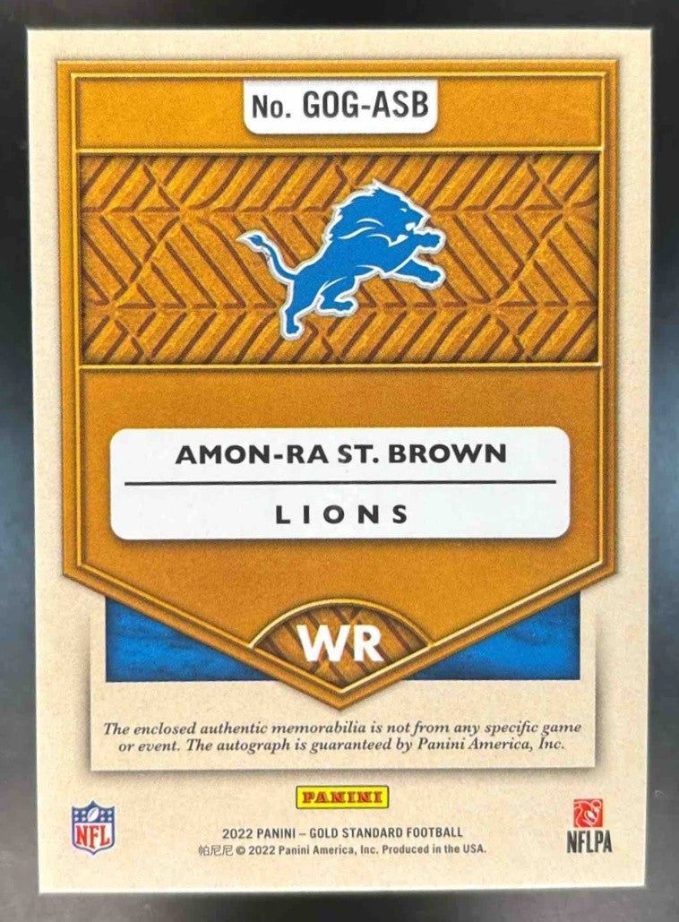 2022 Panini Gold Standard Amon-Ra St. Brown Good as Gold Patch Auto /199 Lions - Sports Cards