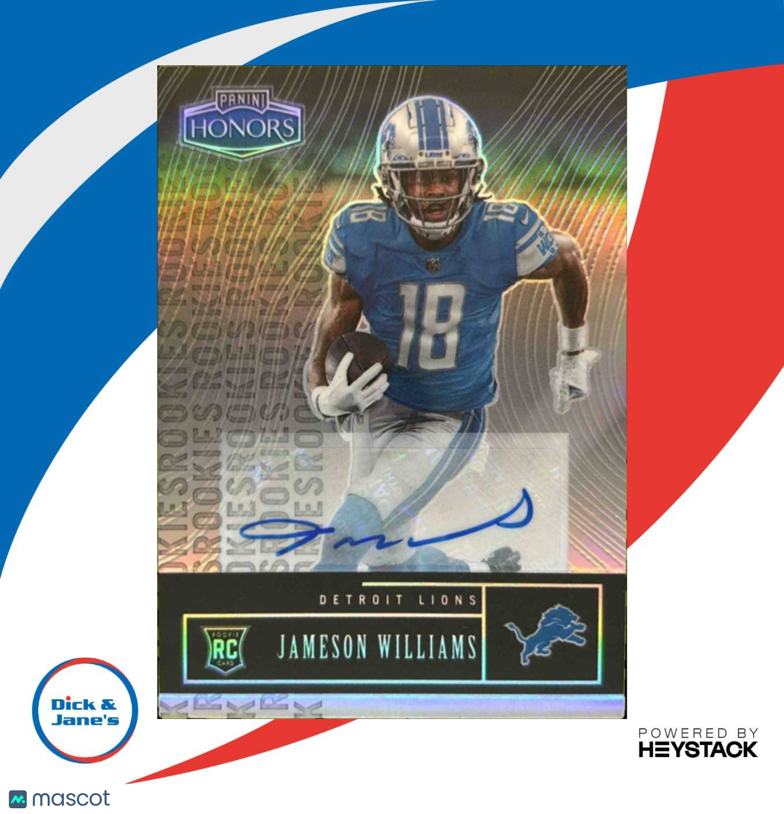 2022 Panini Honors Jameson Williams Signatures 5/25 #40 RC Auto Detroit Lions - Sports Cards