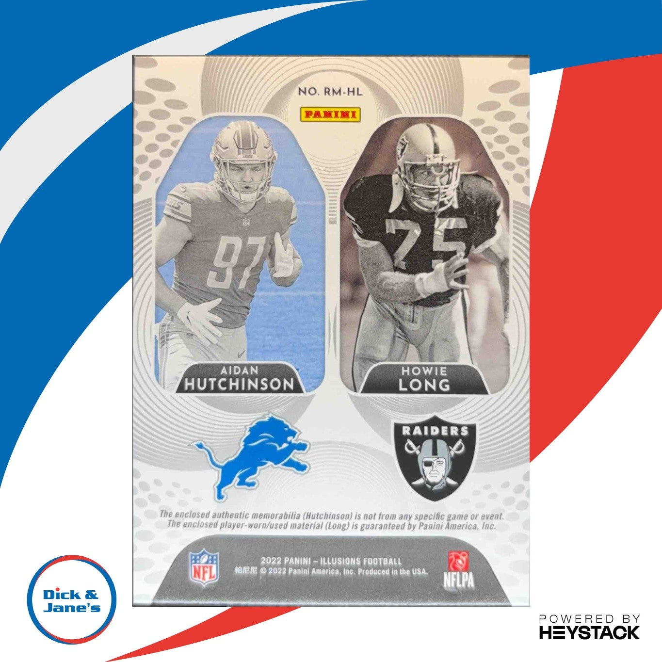 2022 Panini Illusions Aidan Hutchinson Howie Long Rookie Idols Dual Memorabilia - Sports Cards
