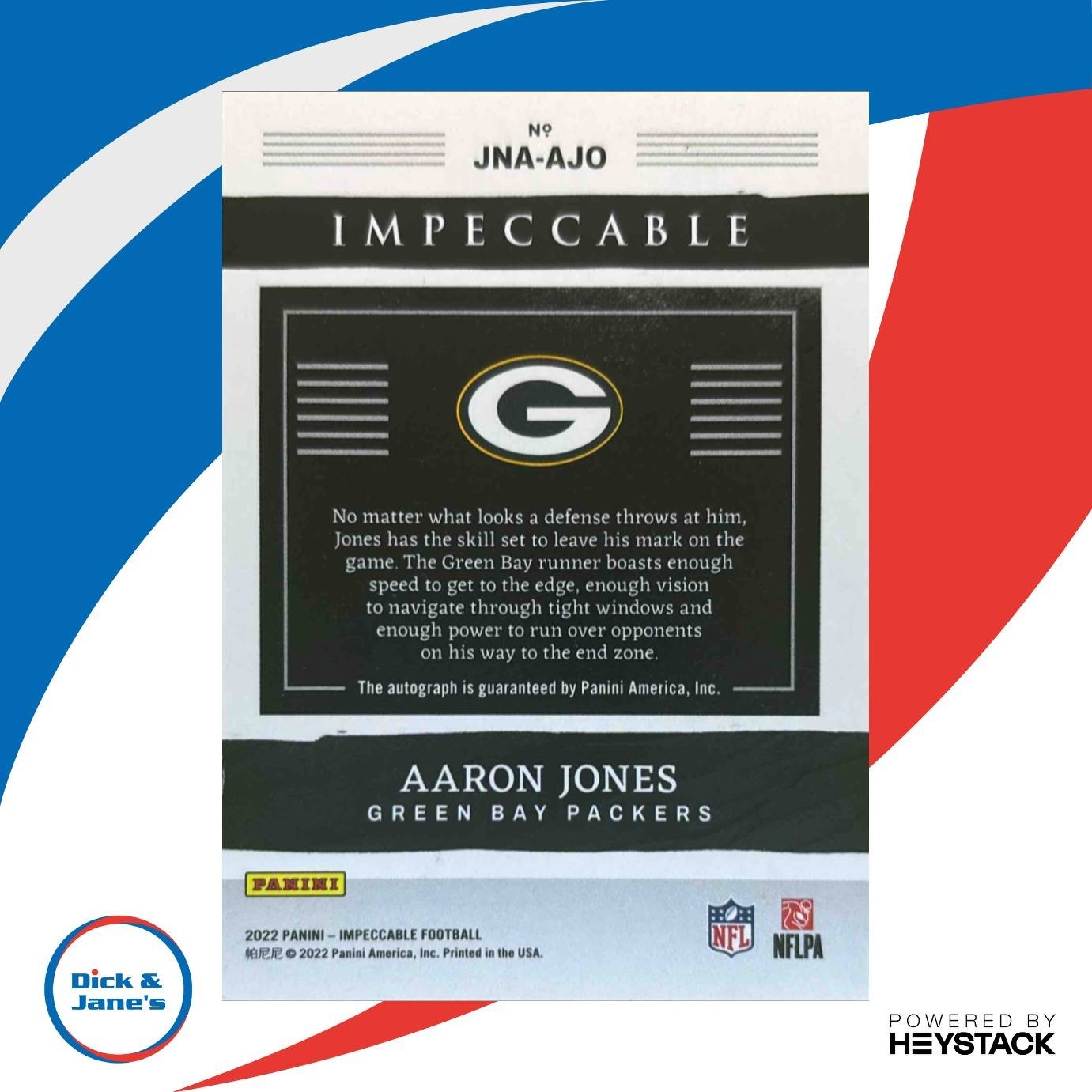 2022 Panini Imeccable Auto Jersey Number 33 32/33 Aaron Jones Rookie Auto - Sports Cards