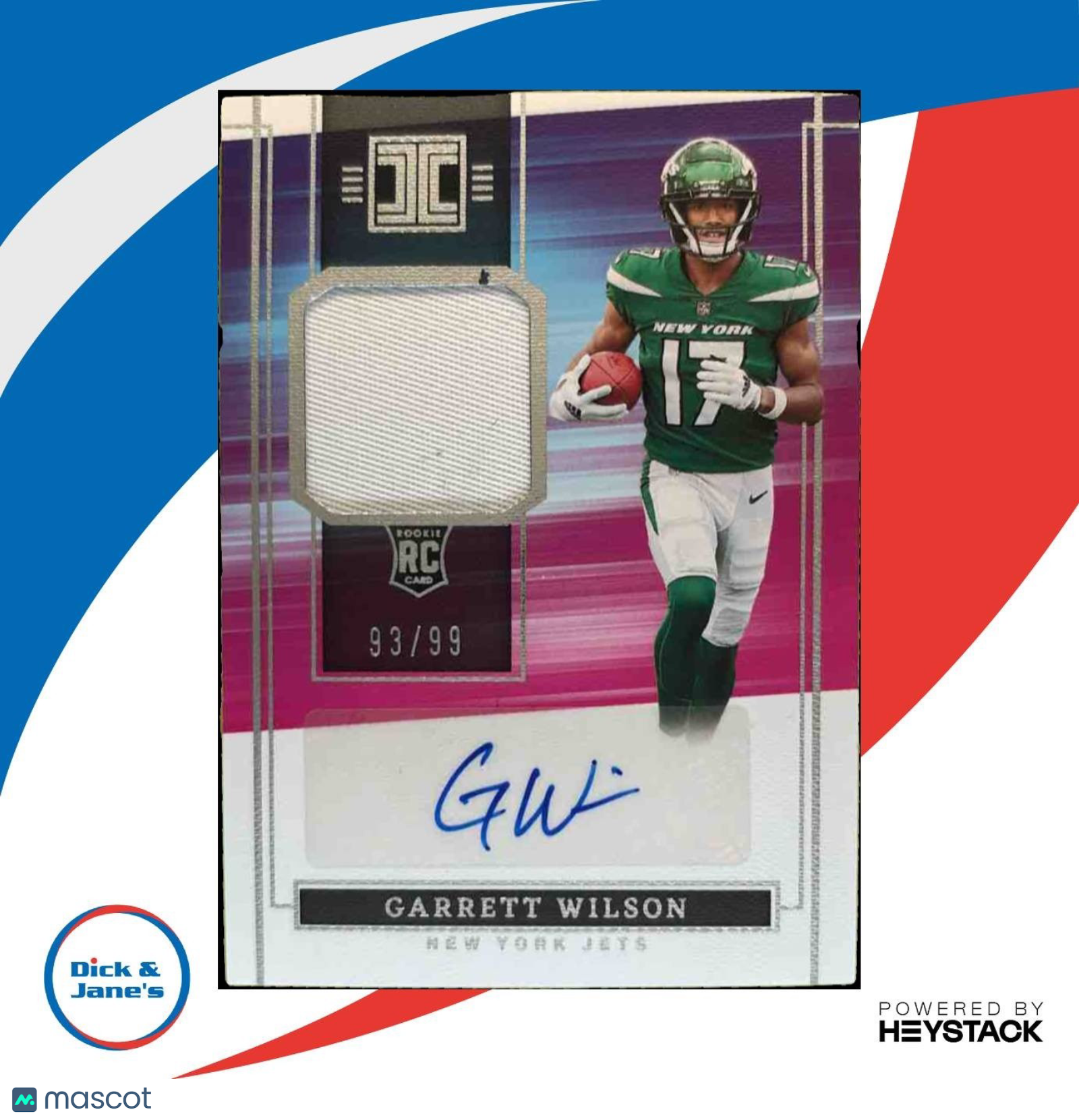 2022 Panini Impeccable Garrett Wilson Rookie Patch Autos 93/99 RC New York Jets - Sports Cards