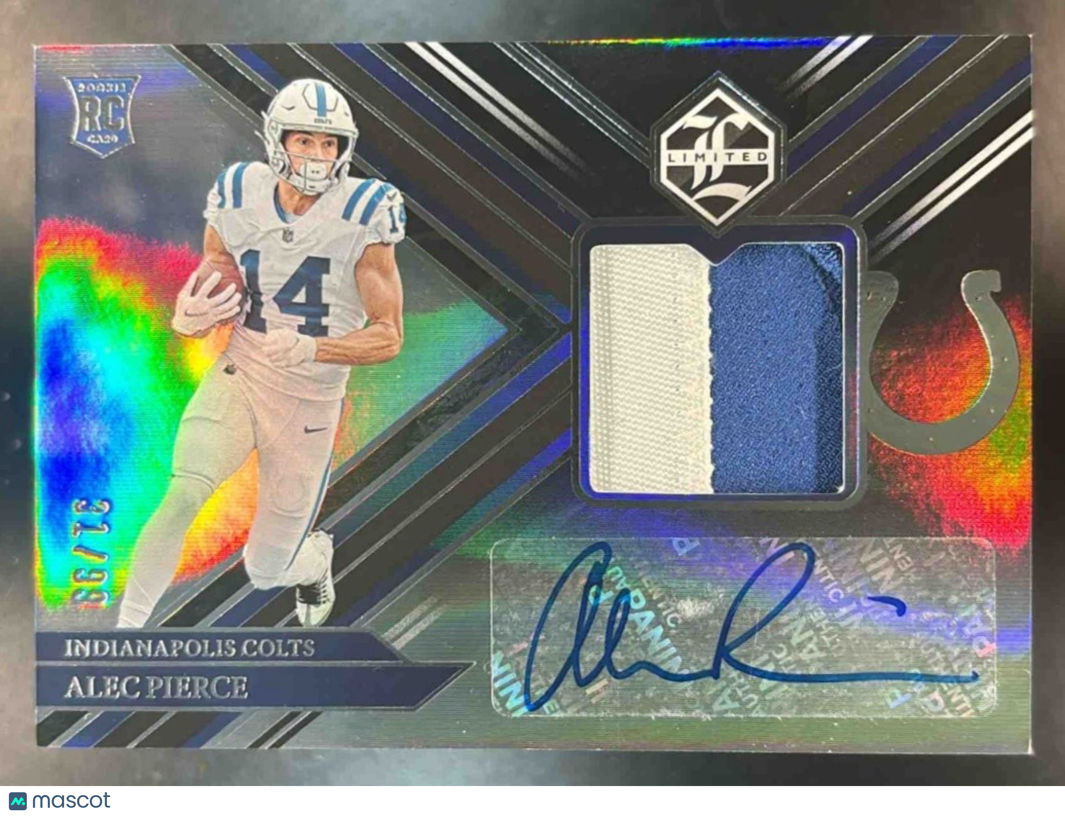2022 Panini Limited Alec Pierce Patch Auto /99 #124 RC Indianapolis Colts - Sports Cards