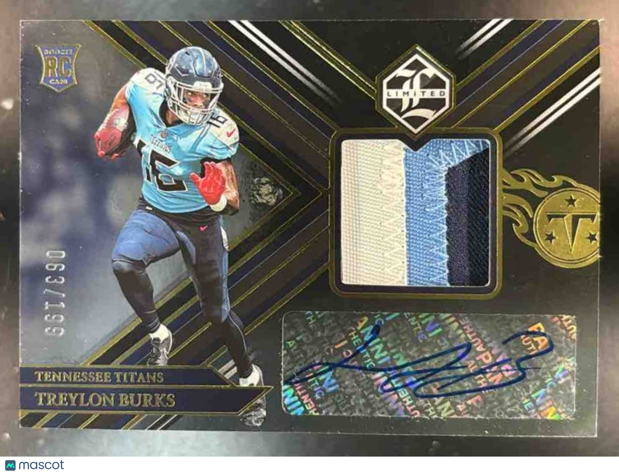 2022 Panini Limited Treylon Burks Patch Auto /199 #114 MEM RC Tennessee Titans - Sports Cards