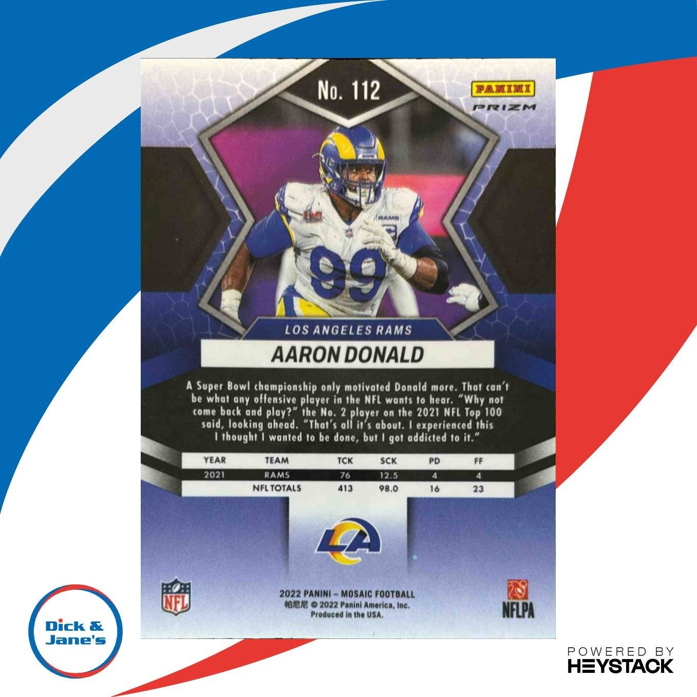 2022 Panini Mosaic Aaron Donald Genesis #112 Los Angeles Rams - Sports Cards