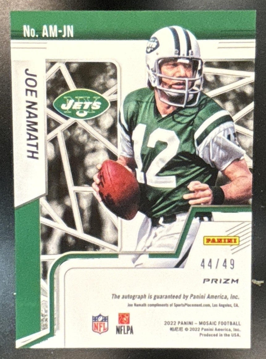 2022 Panini Mosaic Joe Namath Auto Mosaic Blue /49 #AM-JN Auto New York Jets - Sports Cards
