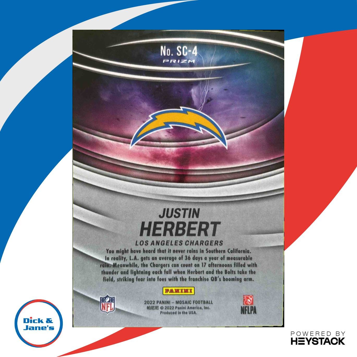 2022 Panini Mosaic Justin Herbert Storm Chasers #SC 4 Los Angeles Chargers Sports Cards