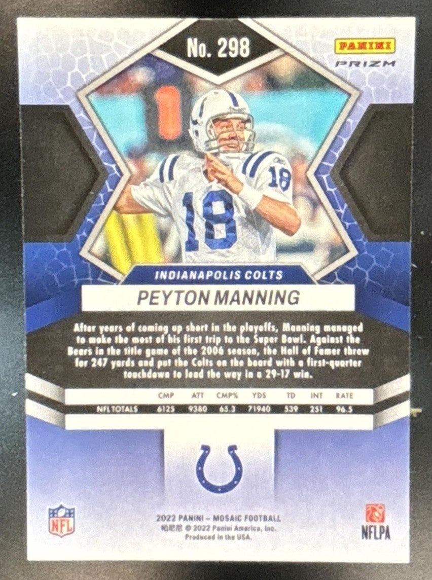 2022 Panini Mosaic Peyton Manning Honeycomb #298 Indianapolis Colts - Sports Cards
