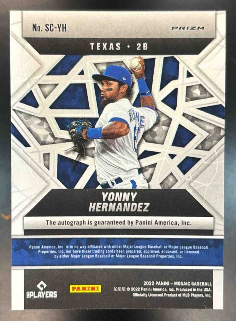 2022 Panini Mosaic Yonny Hernandez Scripts #SC-YH Auto RC Texas Rangers - Sports Cards