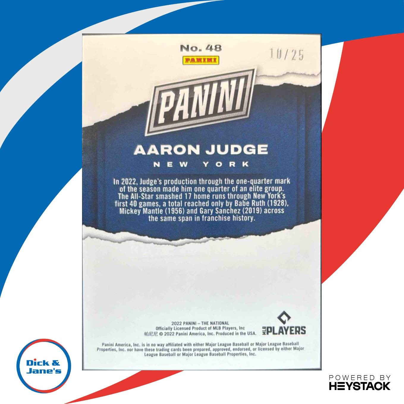 2022 Panini National Convention Silver Packs Aaron Judge Purple /25 #48 Yankees - Sports Cards