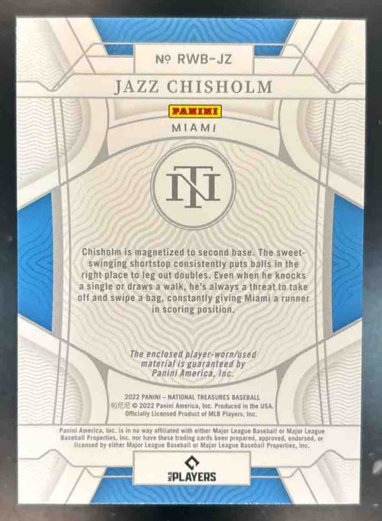 2022 Panini National Treasures Jazz Chisholm Red White and Blue Patch 2/2 MEM - Sports Cards