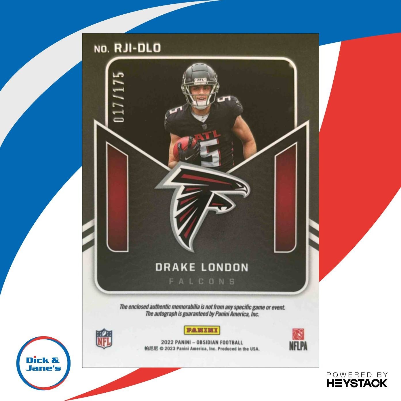 2022 Panini Obsidian Drake London Rookie Jersey Ink /175 RC Auto Atlanta Falcons - Sports Cards