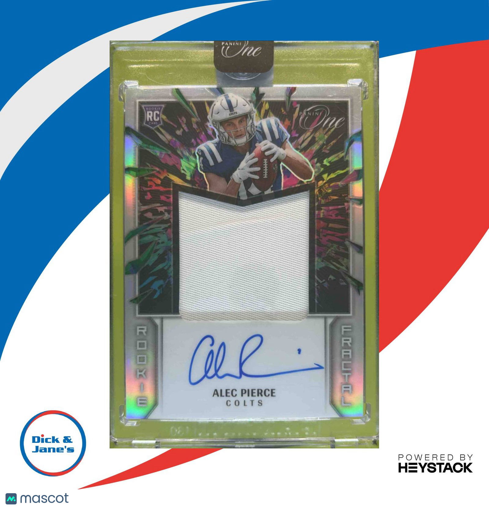 2022 Panini One Alec Pierce 33/50 #394 MEM Auto RC Rookie Fractal Patch Colts - Sports Cards