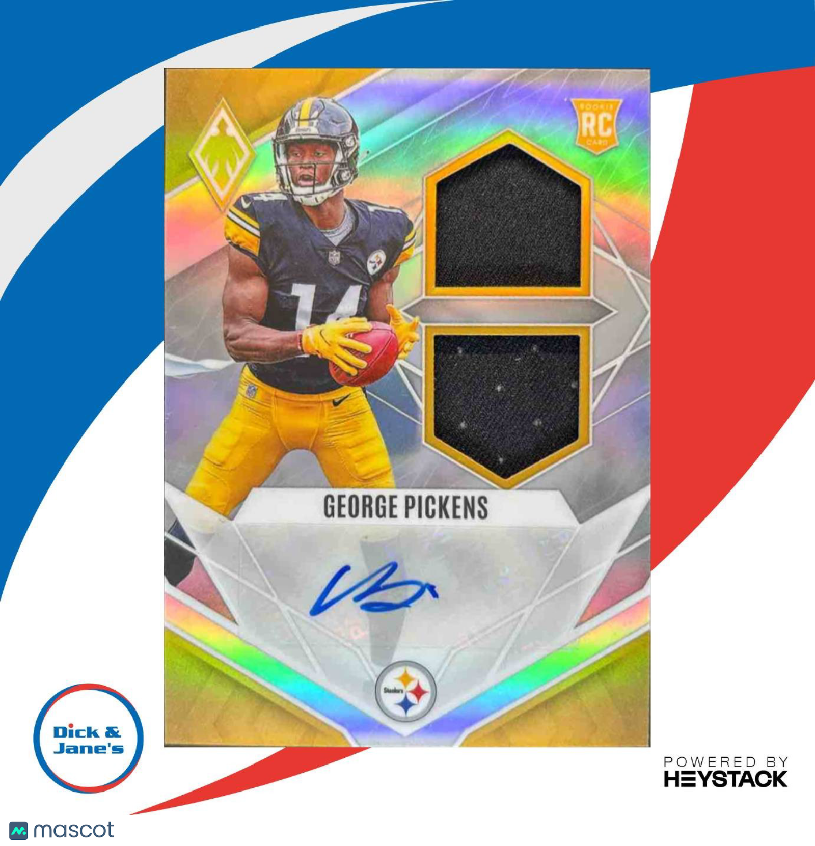 2022 Panini Phoenix George Pickens RPS Rookie Auto Dual Jersey /75 Steelers - Sports Cards