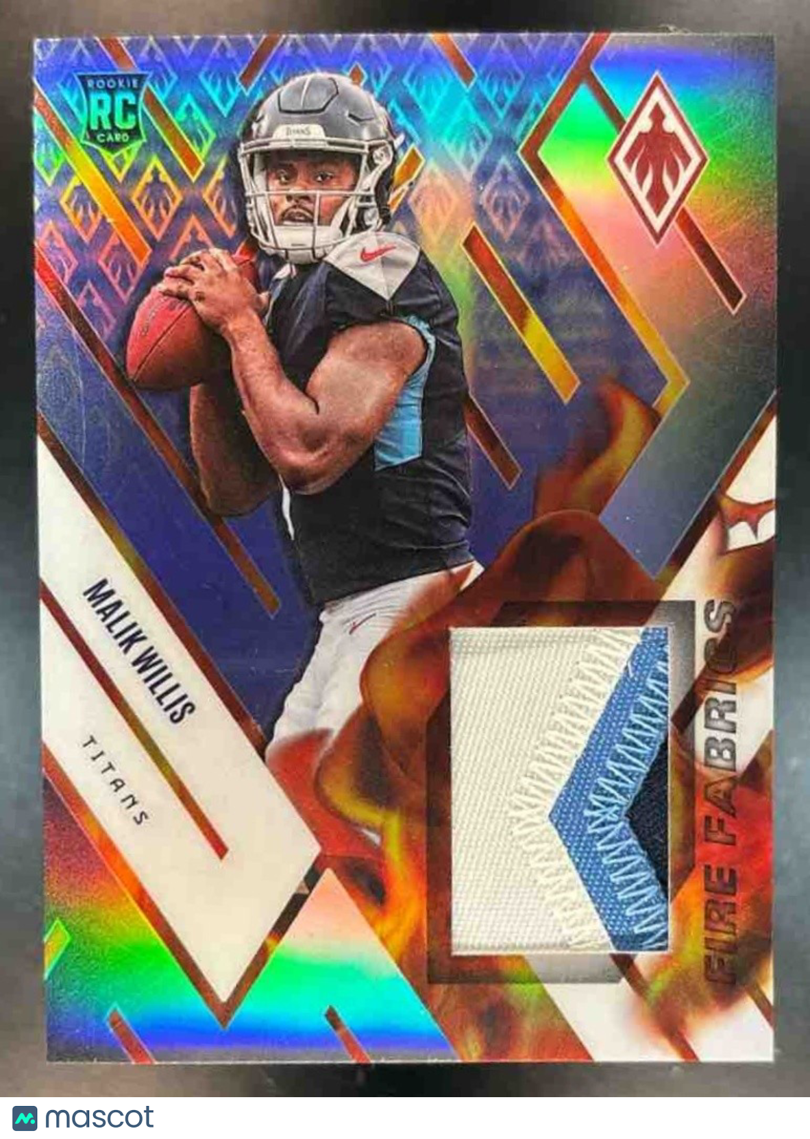2022 Panini Phoenix Malik Willis Fire Fabrics /99 #FIRE-13 RC Tennessee Titans - Sports Cards