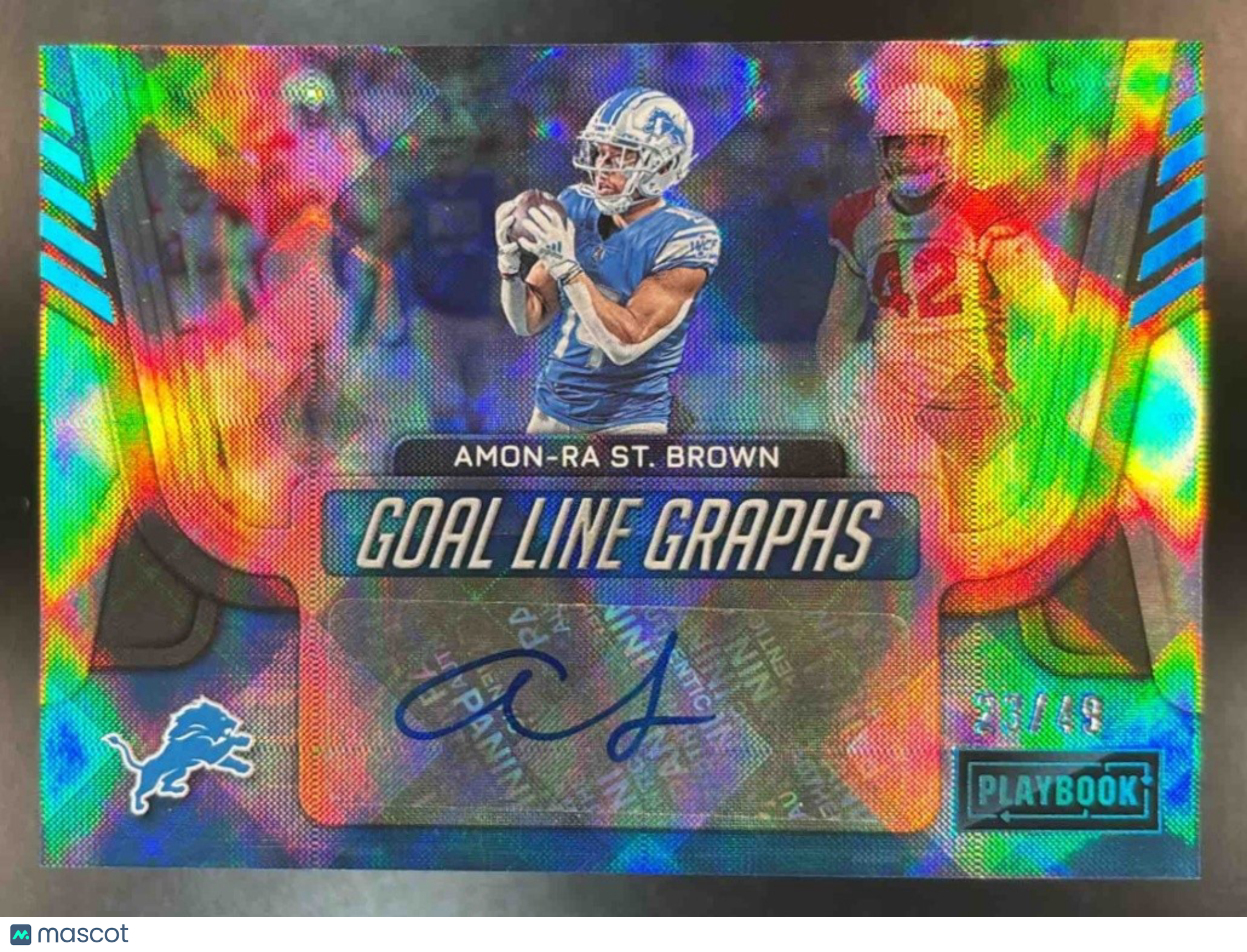 2022 Panini Playbook Amon-Ra St. Brown Goal Line Graphs Auto /49 Detroit Lions - Sports Cards