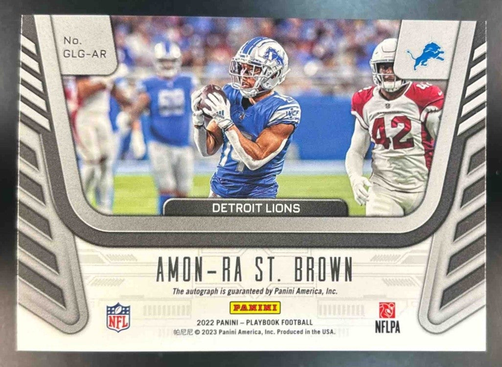 2022 Panini Playbook Amon-Ra St. Brown Goal Line Graphs Auto /49 Detroit Lions - Sports Cards