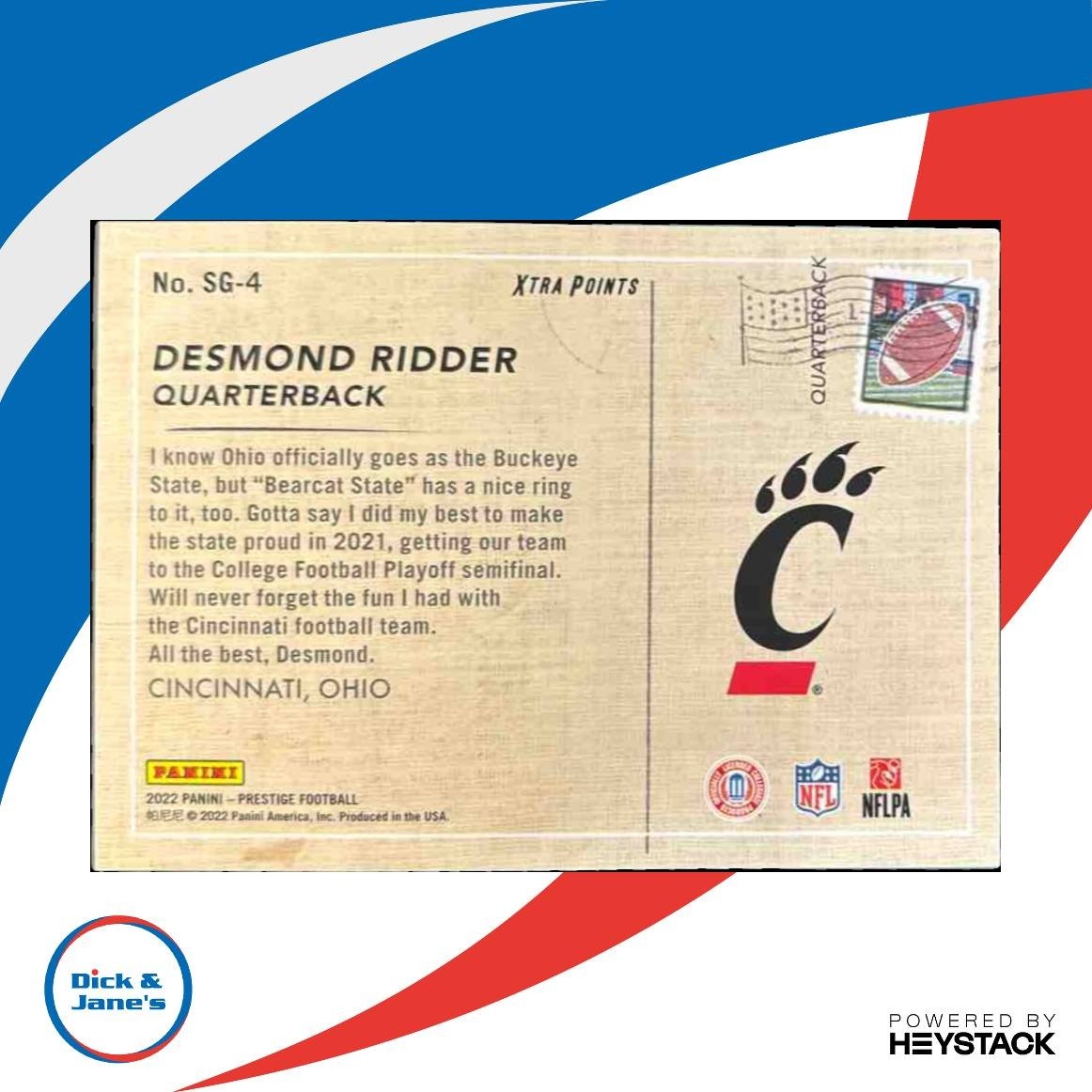 2022 Panini Prestige Desmond Ridder Seasons Greetings Xtra Points Orange /75 RC - Sports Cards