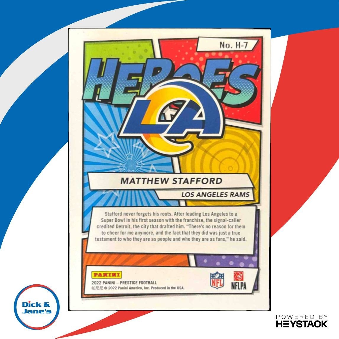 2022 Panini Prestige Matthew Stafford Heroes #H-7 Los Angeles Rams - Sports Cards