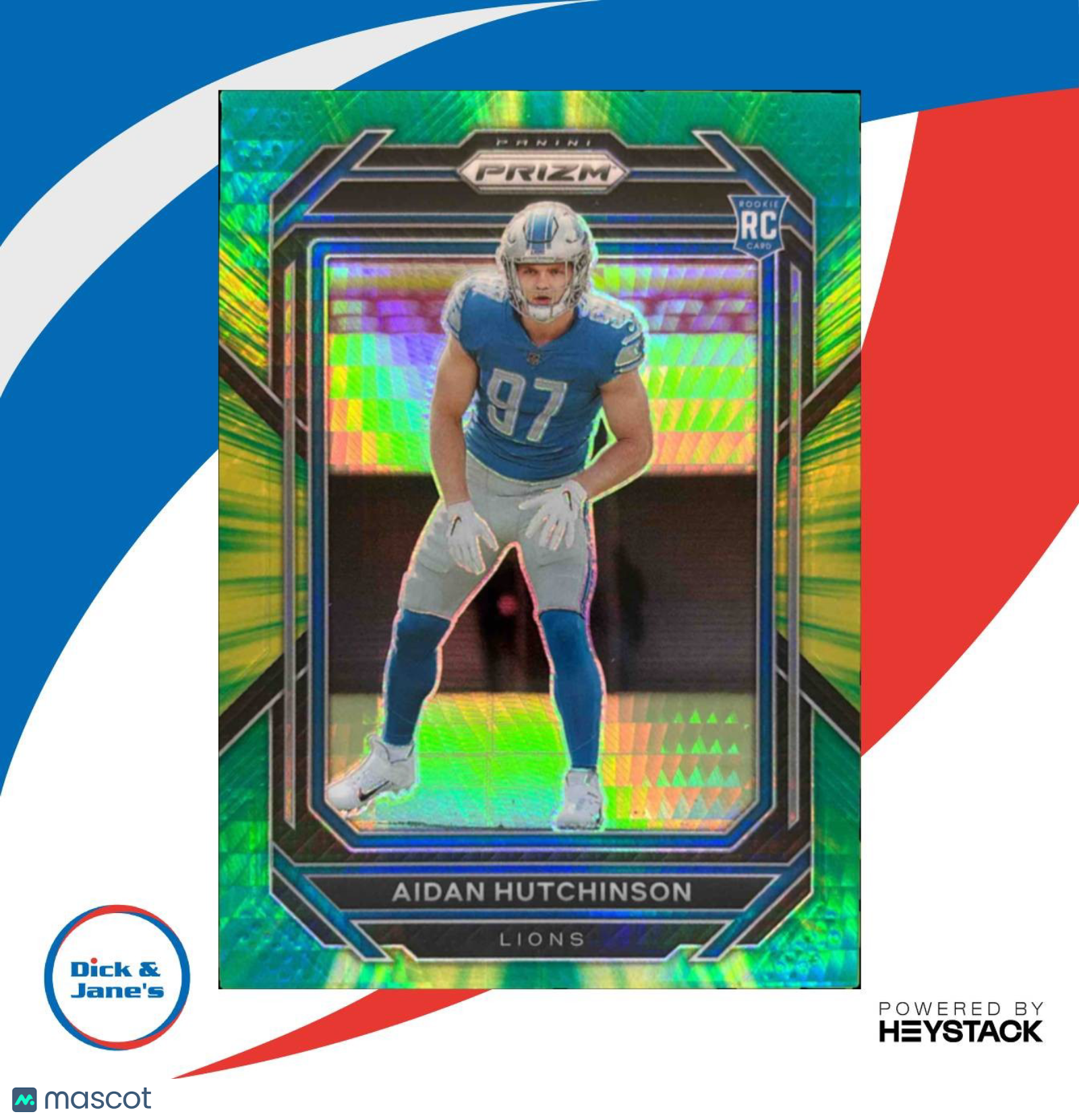 2022 Panini Prizm Aidan Hutchinson Hyper 174/175 #340 RC Detroit Lions - Sports Cards