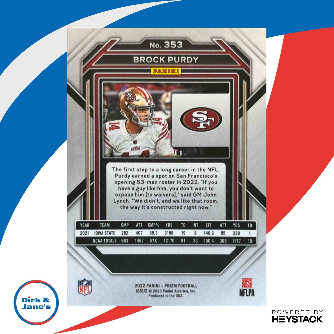 2022 Panini Prizm Brock Purdy #353 RC San Francisco 49ers - Sports Cards