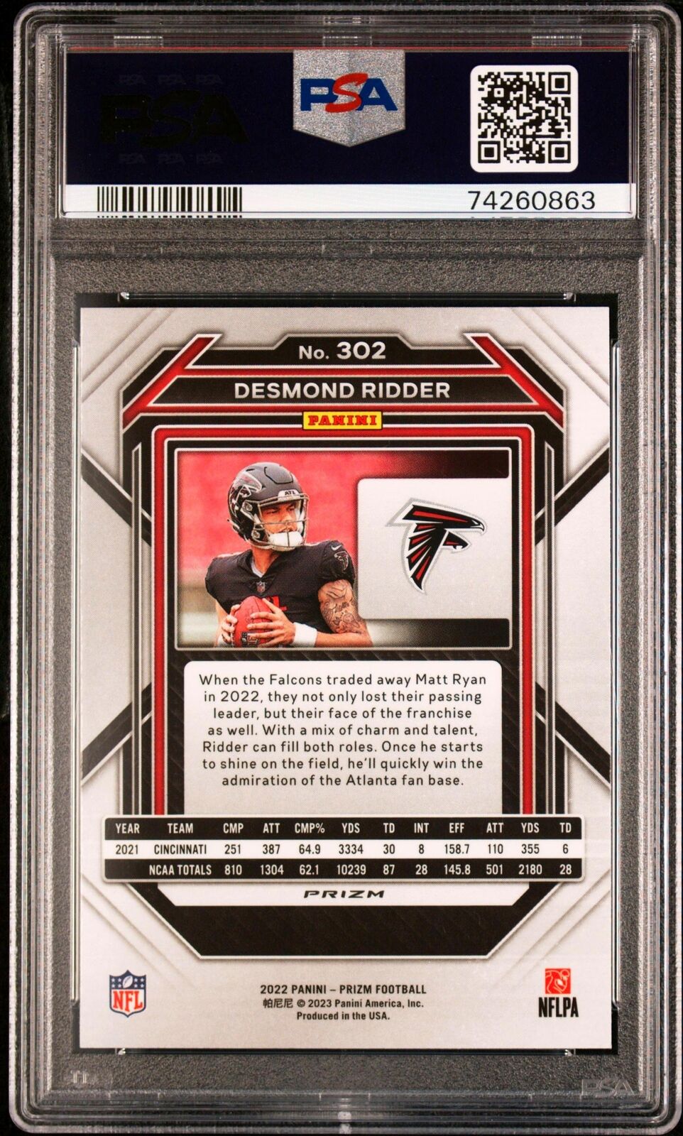 2022 Panini Prizm Desmond Ridder Green Prizm 302 PSA 9 MINT - Graded Sports Cards