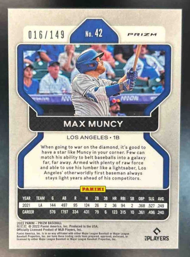 2022 Panini Prizm Max Muncy Red Mojo /149 #42 Los Angeles Dodgers - Sports Cards