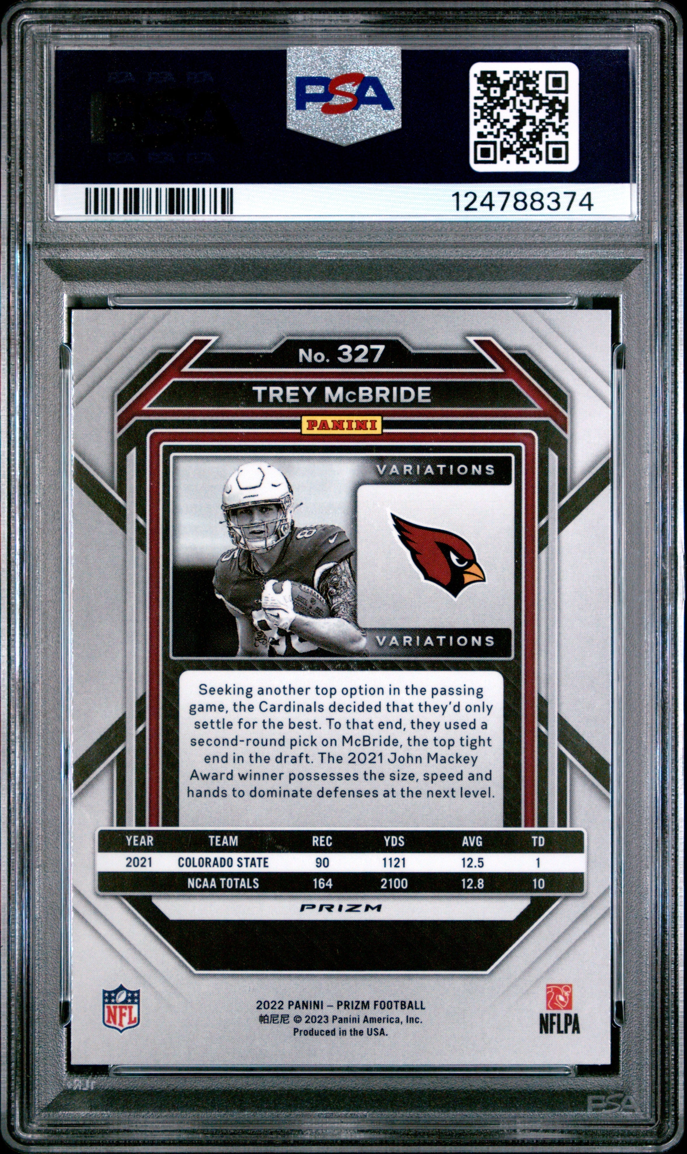2022 Panini Prizm Trey Mcbride Variation No Huddle Rookie #327 PSA 10 GEM MINT - Graded Sports Cards