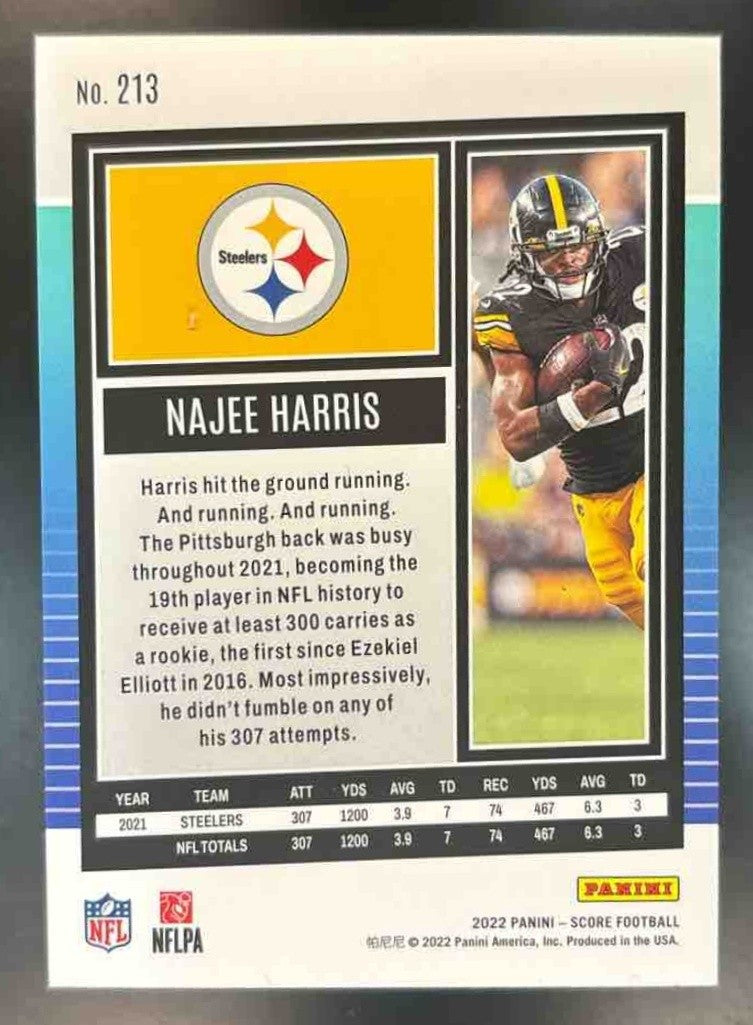 2022 Panini Score Najee Harris Dots Gold /225 #213 Pittsburgh Steelers - Sports Cards
