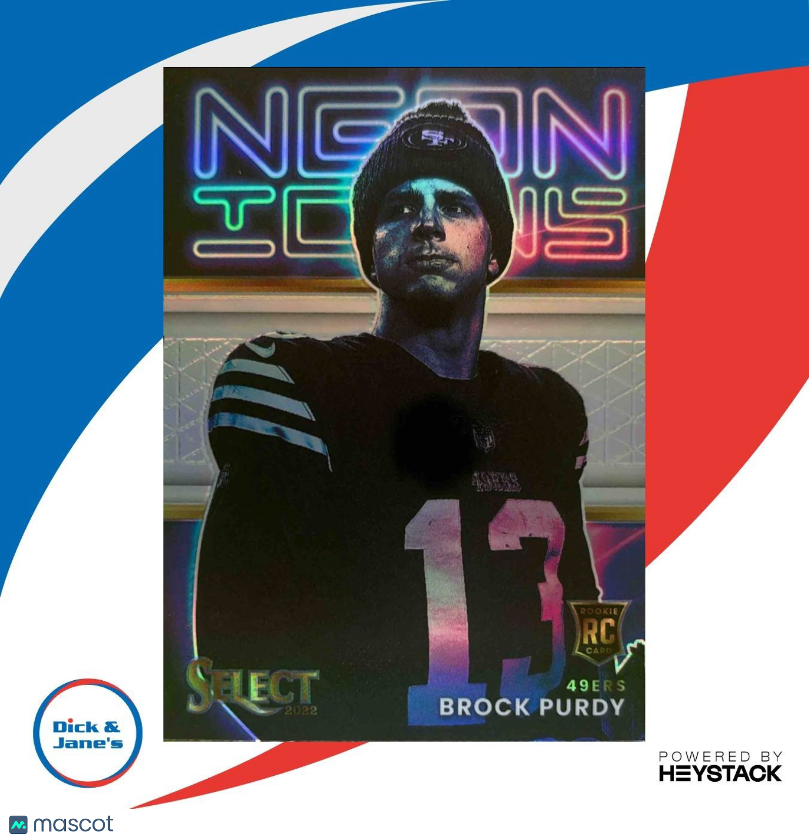 2022 Panini Select Brock Purdy Neon Icons #NI-15 RC San Francisco 49ers - Sports Cards