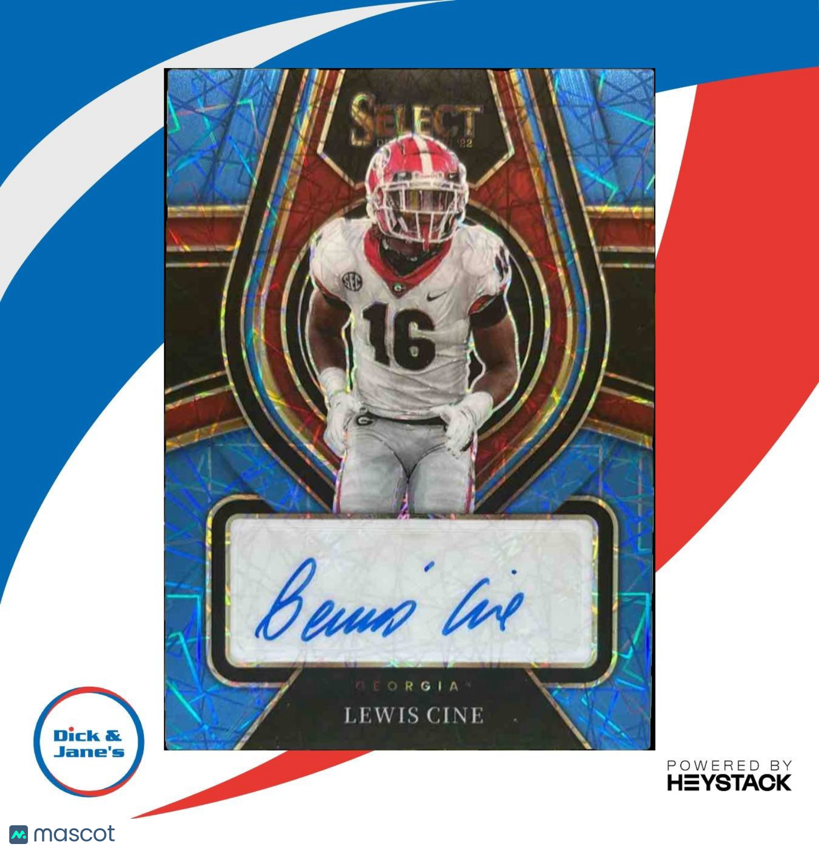 2022 Panini Select Draft Lewis Cine Rookie Auto Blue Lazer /15 RC Bulldogs - Sports Cards